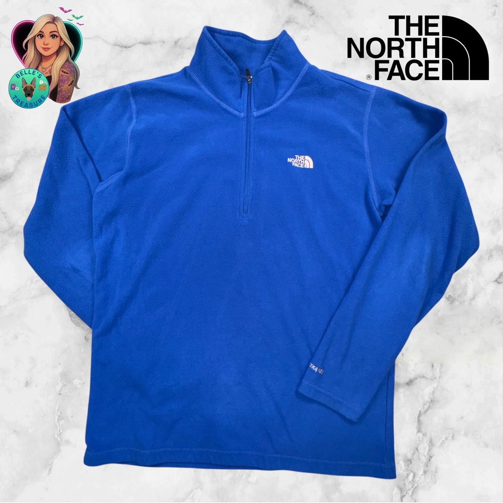 The North Face Boys XL Blue Fleece 1/4 Zip TKA‎ 100 Pullover Youth Q-Zip Sweater